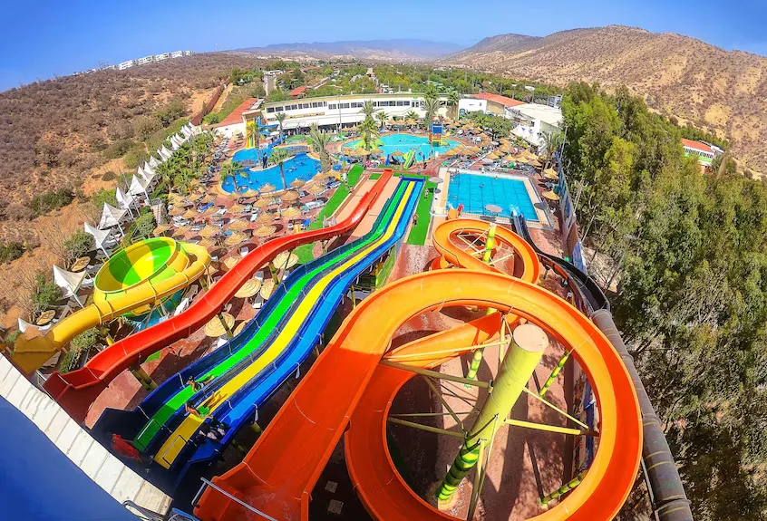 Vue aérienne du parc aquatique d'Immi Ouadar